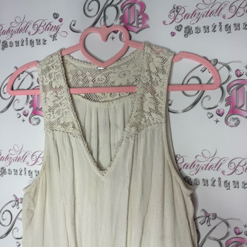 Free people dress Aztec embroidered embroidery cream white boho hippie flowy - Picture 12 of 13